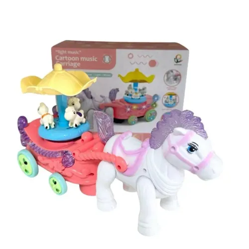 Brinquedo Infantil Carruagem Carrossel Bate e Volta Luz E Som
