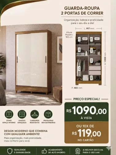 Entrega Imediata!!Lindo Guarda Roupa de Porta de Correr!!