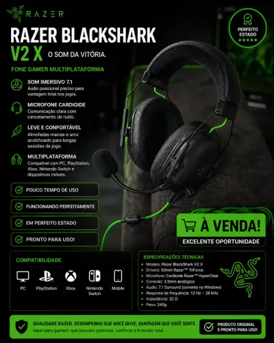 Fone Razer BlackShark v2 X 