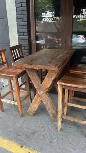 Conjunto Mesa + Bancos - Peroba Rosa