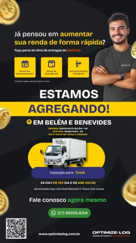 Agregamos Caminhões Truck - Belém/PA x Benevides/PA | Ganhos de até R$ 1.368 por viagem