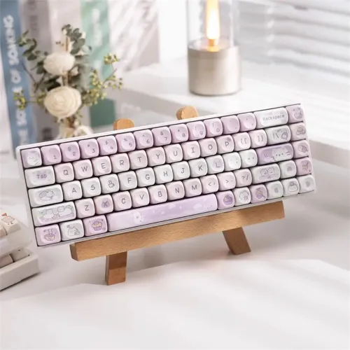 Kit 95 Keycaps MOA Gatinho Cat Afternoon Tea Rosa e Branco Teclado Mecânico