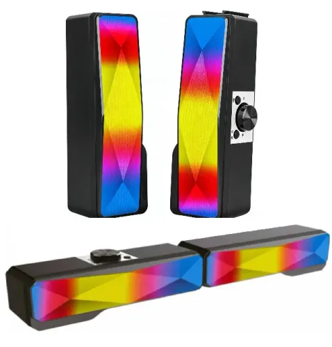 Caixa de Som Soundbar Multimídia RGB 2x1 - Para PC Gamer Notebook Smart TV 10W RMS