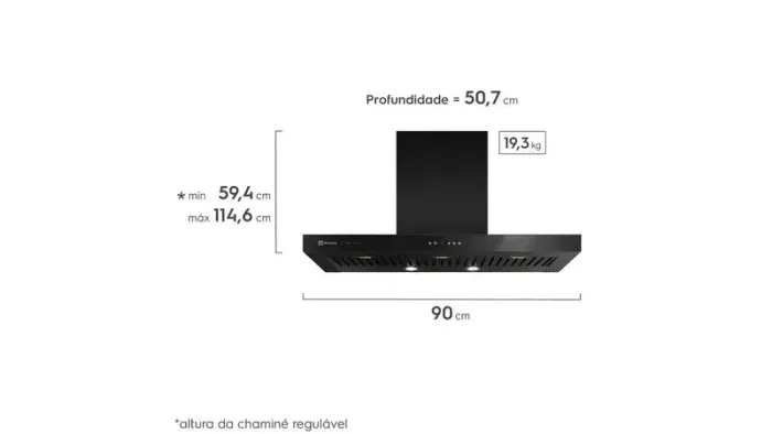 Coifa de Parede Electrolux 90cm Pro Series 90CTV - Nova, Nunca Instalada