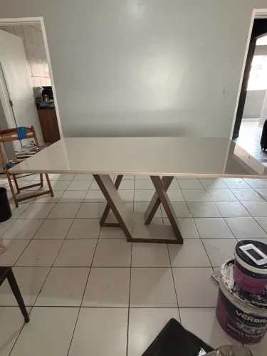 Mesa tampo de vidro 6 lugares