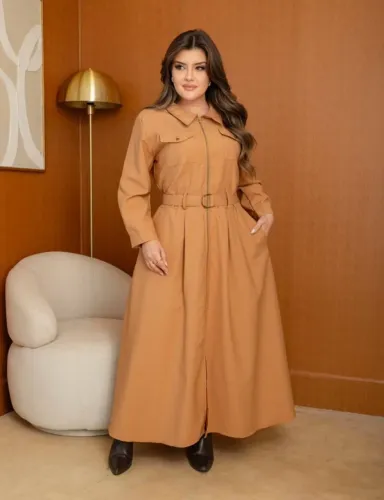 Vestido Chemise Longo Feminino com Botões e Faixa na Cintura Elegante Moda Evangélica Ruth
