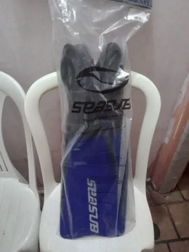 Nadadeira Pé de pato velox Seasub Mergulho apneia pesca sub cor azul
