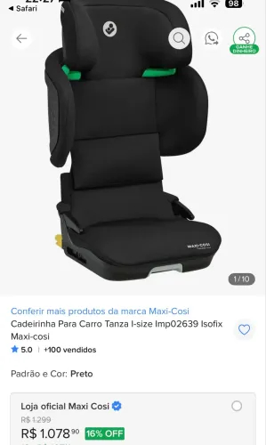 Cadeirinha para Auto Reclinável Maxi-Cosi Tanza I Size 15 a 36kg NOVA SEM USO