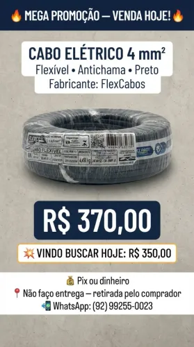 Peça de cabo elétrico de 4mm²
