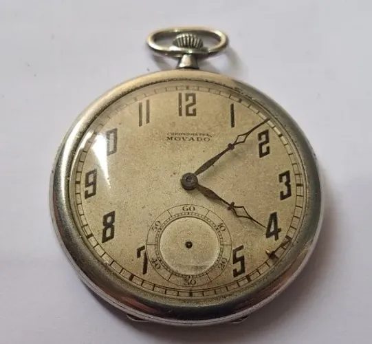 A36= COM DEFEITO ANTIGO RELOGIO DE BOLSO MOVADO VER DETALHES EM DESCRIÇAO
