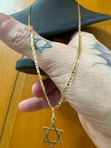Conjunto Piastrine de ouro 3.51g 18k procedência garantia eterna