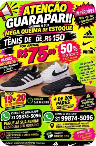 Tênis na promoção