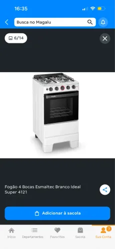 Fogao 4 bocas esmaltec branco 4121