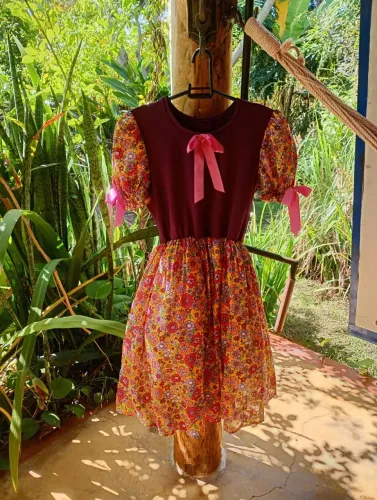 Conjunto vestido junino. Tamanho 11/12