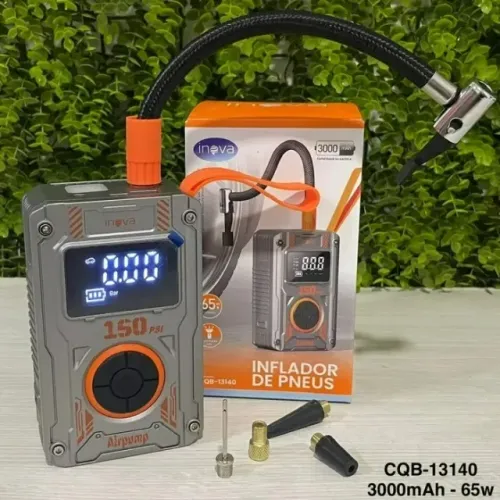 Compressor Ar Calibrador Portátil Digital Encher Pneu Inova