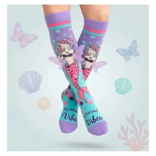 meia maluca divertida 3d cano alto colorida adulto infantil sereia wz-01