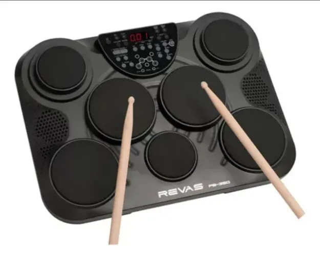 Bateria Eletronica Portatil Revas Pb-350 By Roland C/ Fonte Cor Preto e 2 pedais de teclad