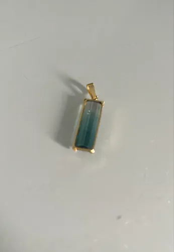 pingente turmalina bicolor ouro 18k