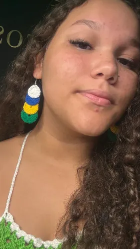 Brincos de crochê nas cores do Brasil 