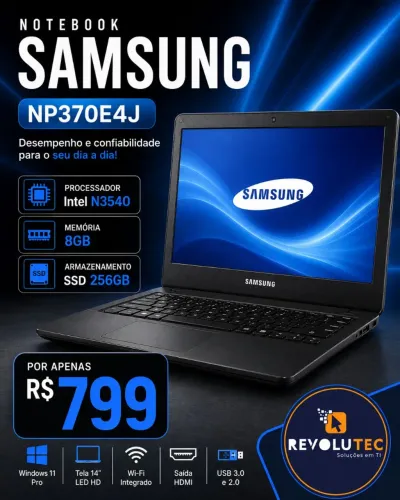 Notebook Samsung 370E Intel 8GB SSD 256GB Recondicionado