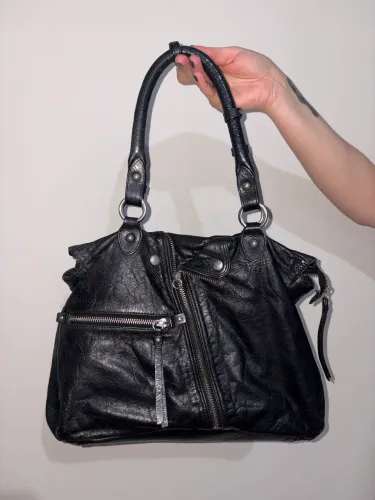 bolsa couro preta