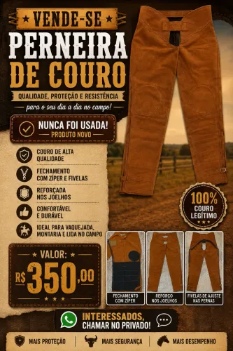 PERNEIRA DE COURO TAMANHO G À VENDA - NÃO FOI USADA - NOVA