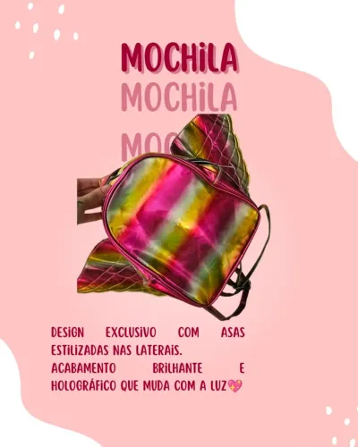 mochila infantil borboleta holográfica
