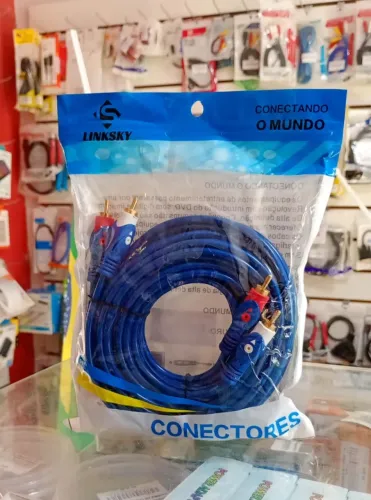 Cabo De Video Componente 3 Rca Para 3 Rca Premium 5m - Novo