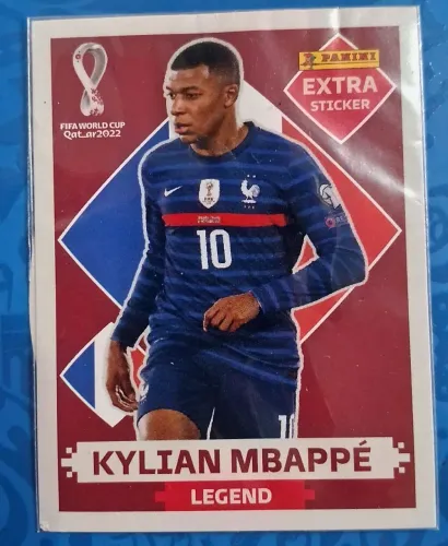 Figurinha Kylian Mbappé Legend Bordô Extra Sticker Qatar 2022