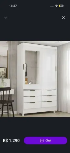 Guarda Roupa África com Espelho branco