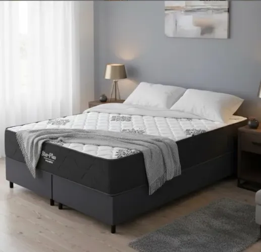 Cama Box Queen Confort Soft D26 Molas Ensacadas com Base Preta