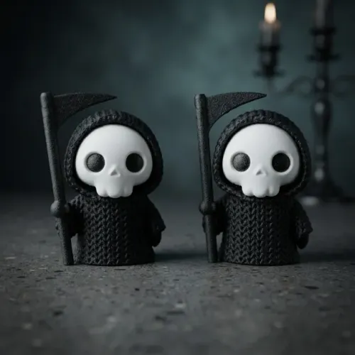 Mini Ceifeiro Decoração Halloween Boneco Caveira Foice 7cm