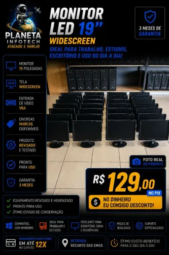 Monitor LED Widescreen de 19 polegadas com ( 3 meses de garantia )