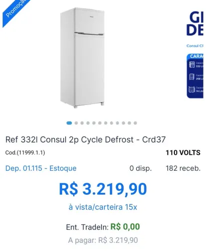Geladeira nova Lacrada com nota fiscal