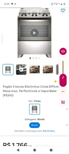 FOGÃO ELETROLUX 5 BOCAS NOVINHO.De 460 Por 430 FACA SUA OFERTA!