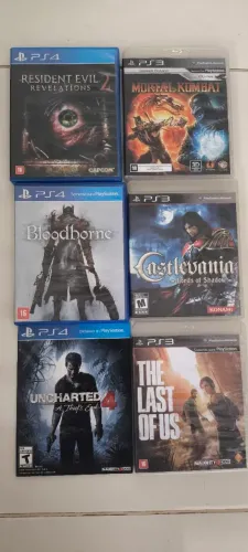 Jogos PS3 e PS4.