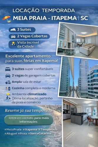Apartamento 3 suítes aluguel temporada meia praia itapema