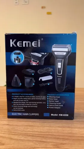 Máquina de Cortar Cabelo 3 em 1 Aparador de Pelos Nariz e Orelhas Kemei