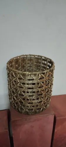 Cesto Organizador e Cachepô Artesanal em Tiras de Bambu