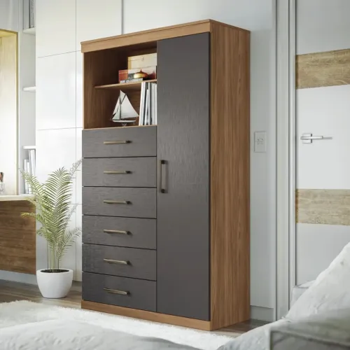 Cômoda 6 gavetas e 1 porta 168.5 cm de altura