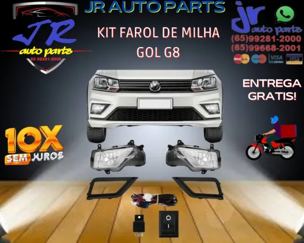 Kit Farol Milha Gol G8 botão universal