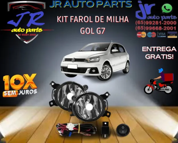 Kit Farol de Milha Gol G7 botao universal