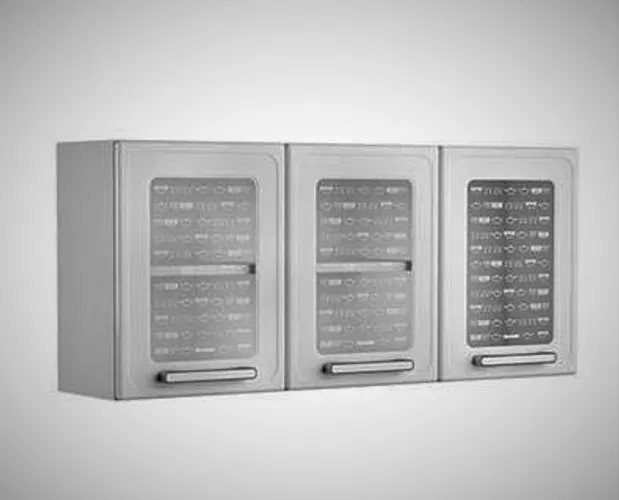 Armário Aço Triplo Medio Vidro Mais Gourmet Branco Até 12x