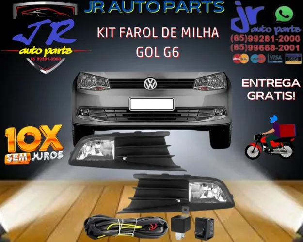 Kit Farol de Milha Gol G6 botão universal