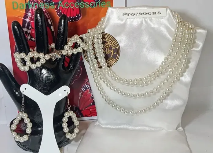 Conj Colar pérolas 4 em 1 + Pulseira+Brinco pra noiva ,debutante