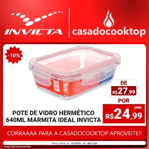 Pote de Vidro Hermético 640ml Marmita Ideal Invicta