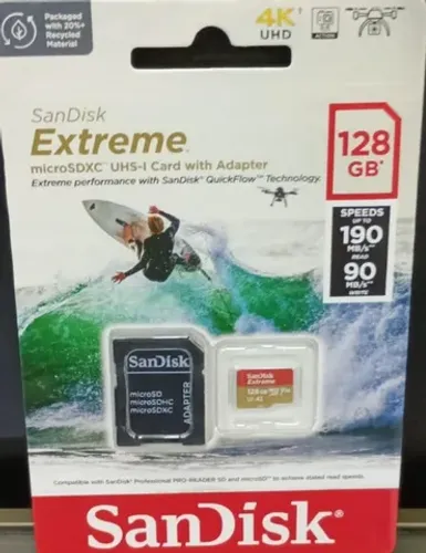 Cartão de memória SanDisk Sdsqxa1-128G-GN6MA Extreme com adaptador SD 128GB