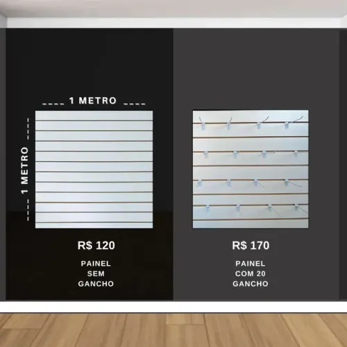 Painel expositor 1 metro X 1 metro altura (canaletado) Novo.