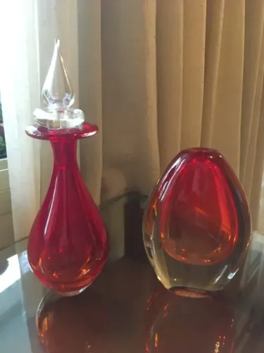 conjunto  vasos cristal murano