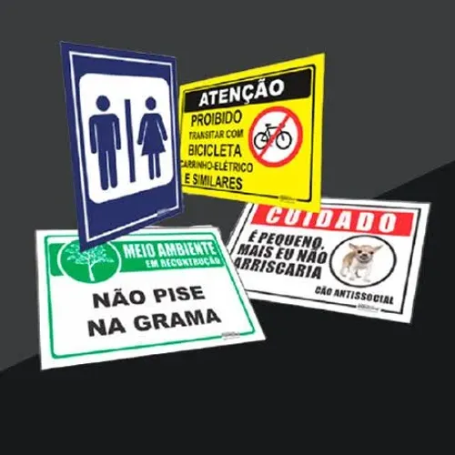 Placas de sinalização em PVC